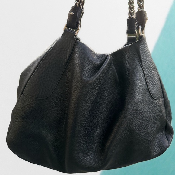 Prada Lux Chain Strap Large Nero Black Shoulder Bag Cervo Leather PURSE - Picture 8 of 11